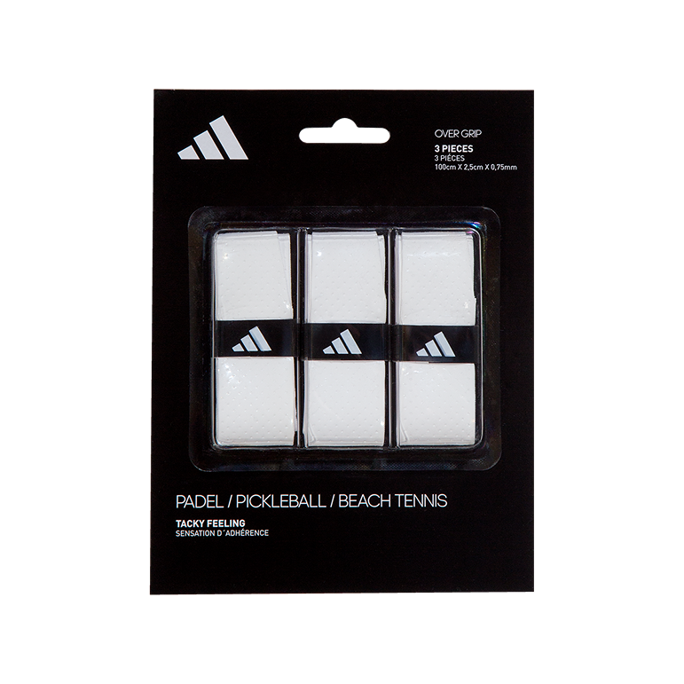adidas padel overgrip 3 pack — white, packaging