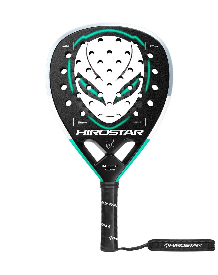 Hirostar Alien Core 2026 padel racket (Tolito Aguirre) — front face, Xeno Green