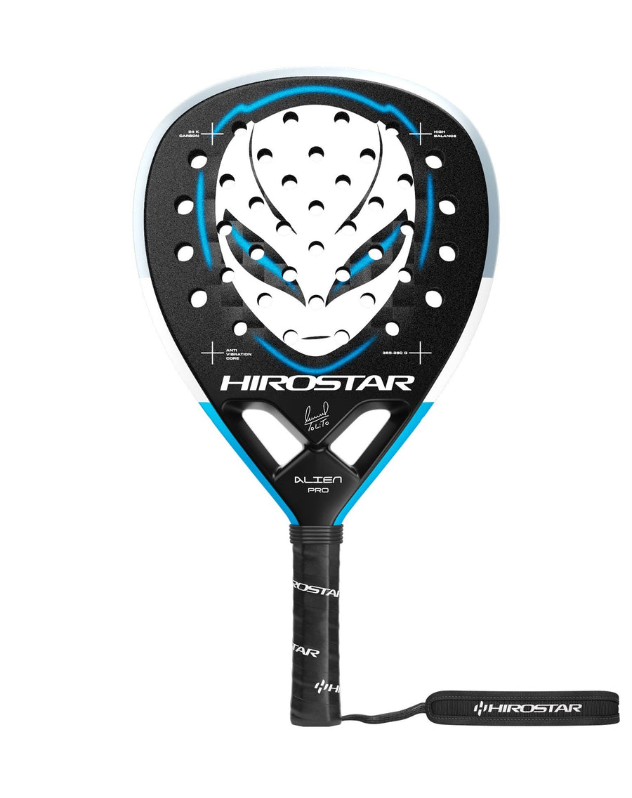 Hirostar Alien Pro 2026 padel racket (Tolito Aguirre) — front face, Cosmic Blu
