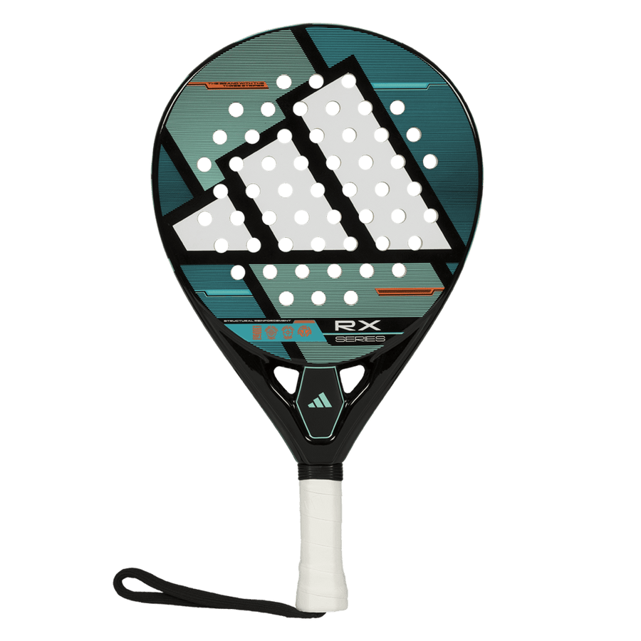 adidas RX Series 2026 padel racket — front face, round shape, black with orange RX logo