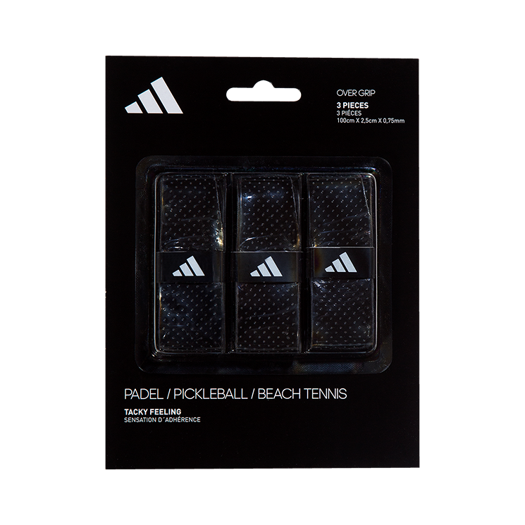adidas padel overgrip 3 pack — black, packaging