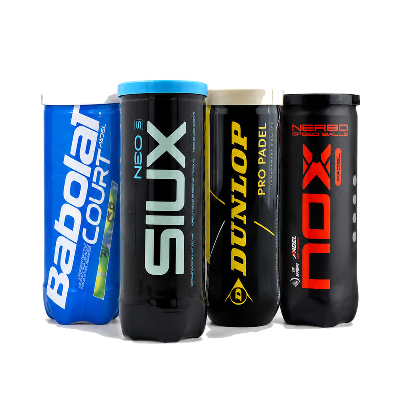 Padel balls from Babolat, Siux, Dunlop and NOX