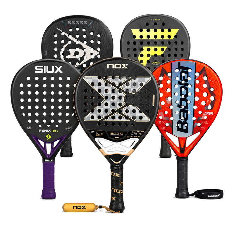 Padel rackets from NOX, Siux, Babolat, Dunlop and Tecnifibre