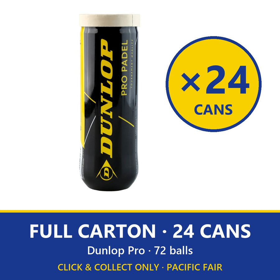 Dunlop Pro padel balls - full carton of 24 cans (72 balls), click and collect only