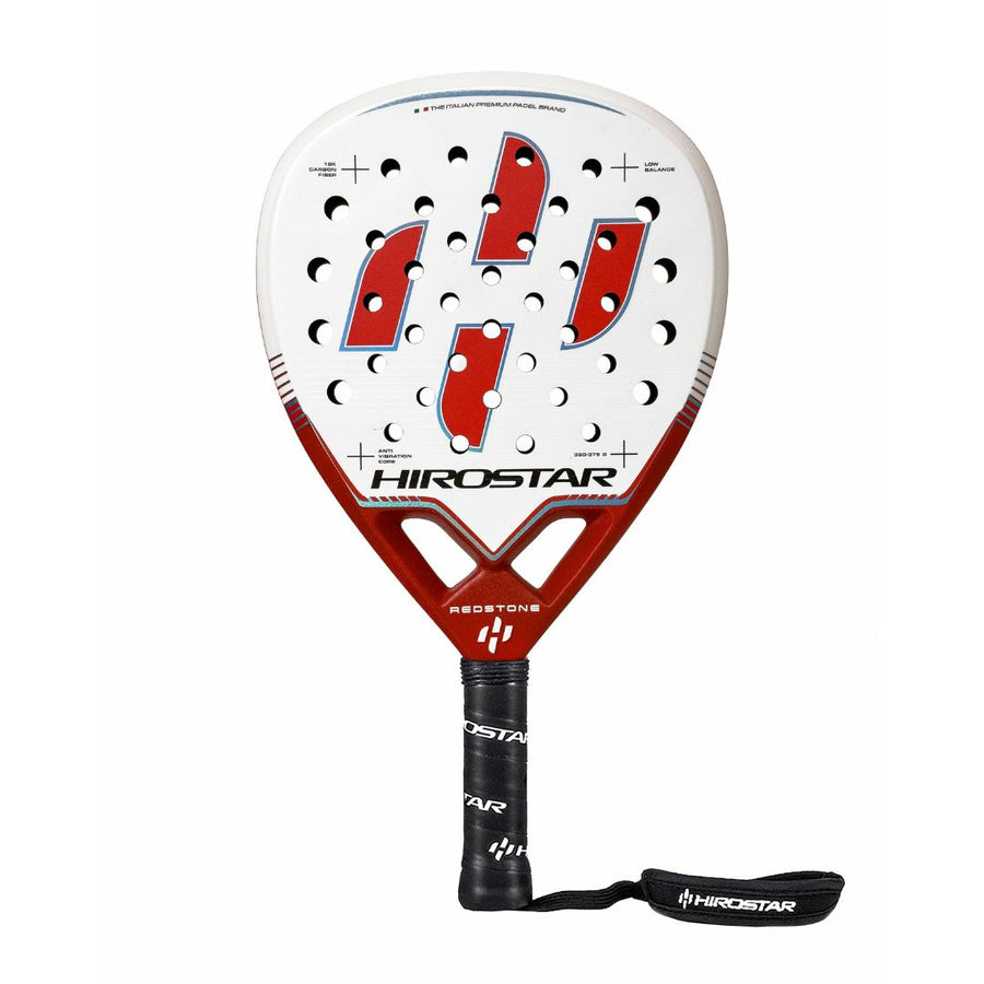 Hirostar Redstone IV 2027 padel racket — front face, white with red graphics